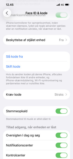 Vælg Skift kode