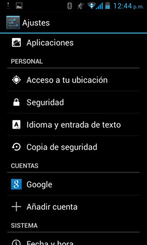 Desplácese y seleccione Copia de seguridad