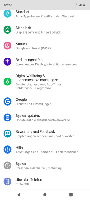Scrollen Sie und wählen Sie Systemupdates