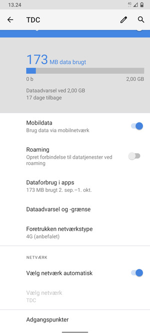 Slå Vælg netværk automatisk fra