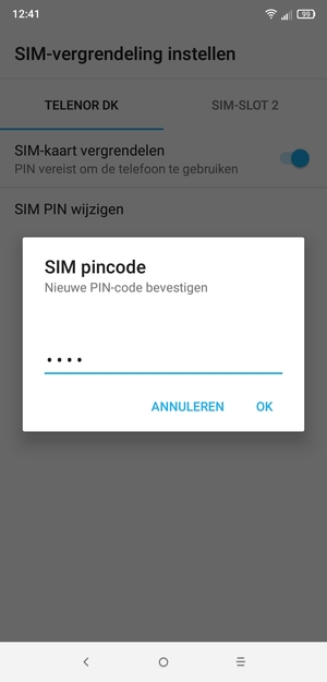 Bevestig uw nieuwe SIM PIN en selecteer OK