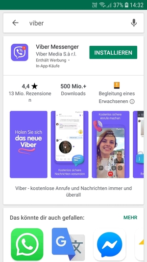 Wählen Sie die App