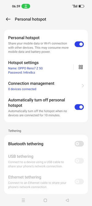 Your phone is now set up for use as a modem