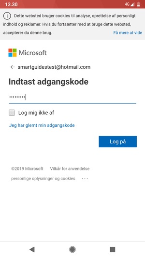 Indtast din adgangskode og vælg Log på