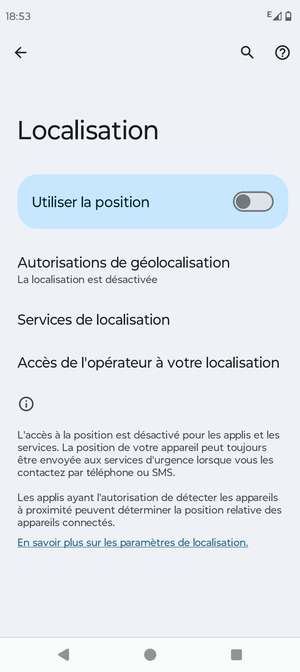Désactiver le Utiliser la position