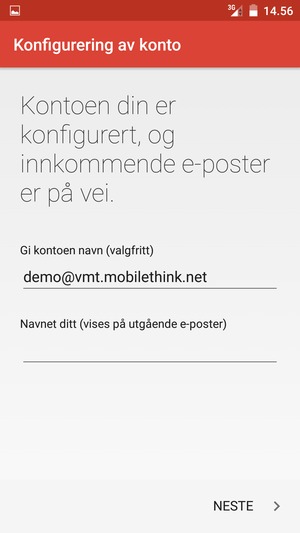 Gi kontoen din et navn, og skriv inn navnet ditt. Velg NESTE