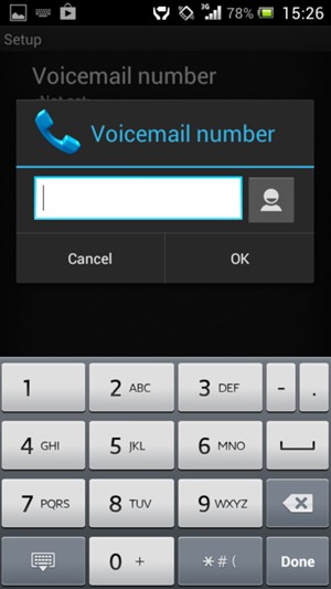 Enter the Voicemail number and select OK