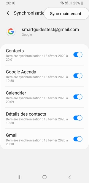 Sélectionnez Sync maintenant
