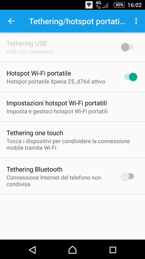 Il telefono è ora pronto per essere usato come modem