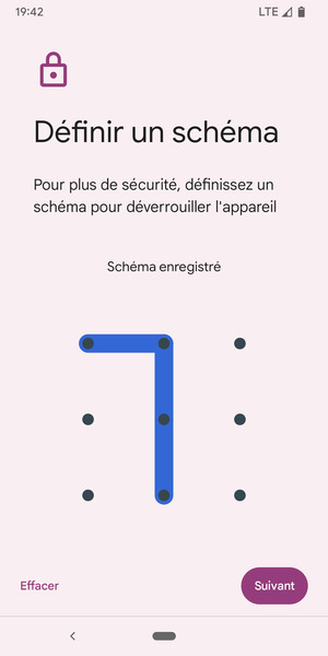 Dessinez un motif de déverrouillage et sélectionnez Suivant