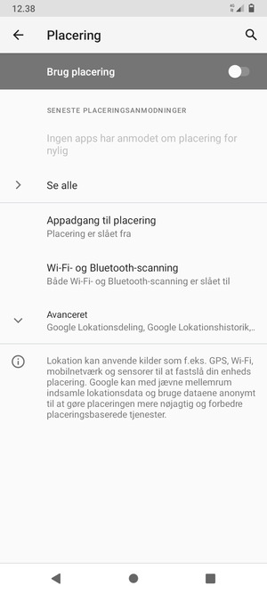 Slå Brug placering fra