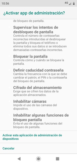 Desplácese y seleccione Activar esta aplicación de administración de dispositivos