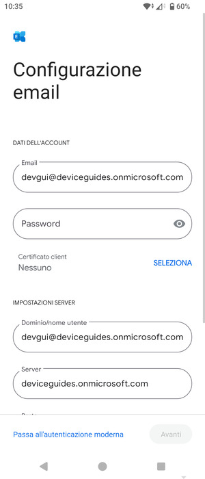 Inserisci la tua password