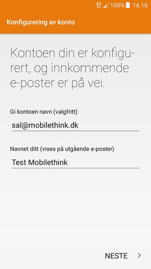 Gi kontoen din et navn, og skriv inn navnet ditt. Velg NESTE