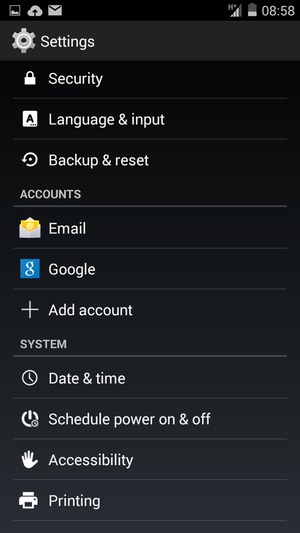 Scroll to and select Backup & reset