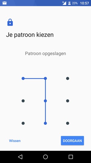 Teken een ontgrendelingspatroon en selecteer DOORGAAN