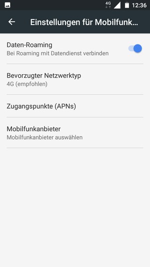 Schalten Sie Daten-Roaming an oder aus