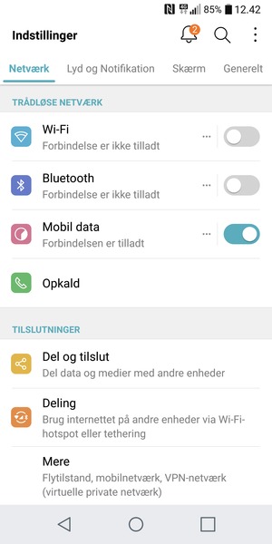 Vælg Generelt
