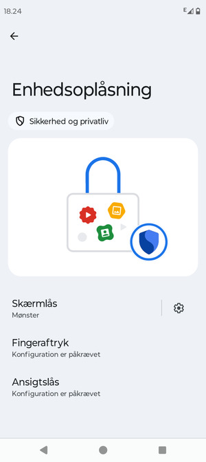 Din telefon er nu sikret med en skærmlås