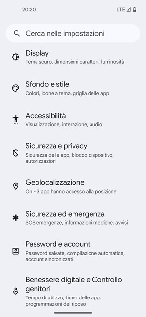 Scorri e seleziona Geolocalizzazione