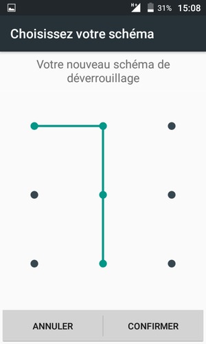Dessinez de nouveau le schéma de déverrouillage et sélectionnez CONFIRMER