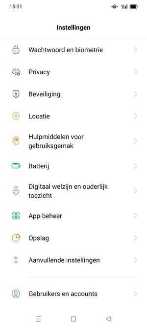 Scroll naar en selecteer Beveiliging