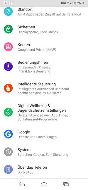 Scrollen Sie und wählen Sie System