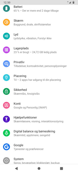 Scroll til og vælg Sikkerhed