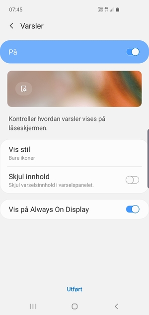 Velg ønsket alternativ og velg Utført