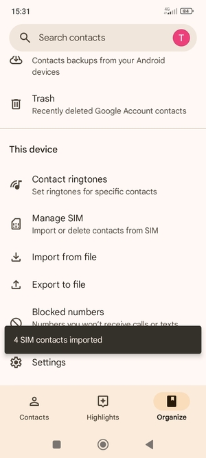 Your contacts will be saved to your Google account and saved to your phone the next time Google is synced.