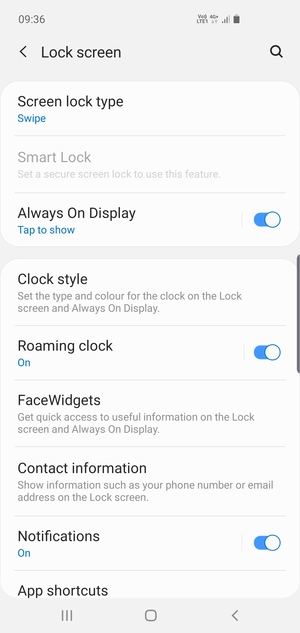 Select Screen lock type