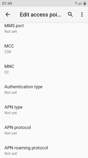 Scroll down and enter MMS information