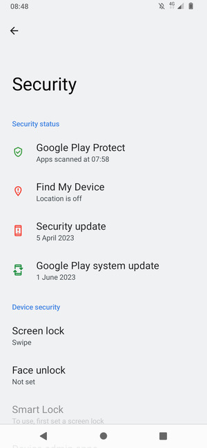 Select Screen lock