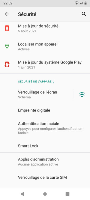 Sélectionnez Verrouillage de la carte SIM