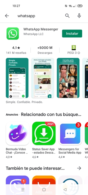 Seleccione la aplicación