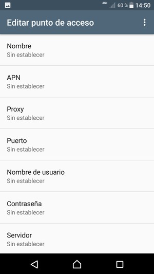 Introduzca la información de Internet