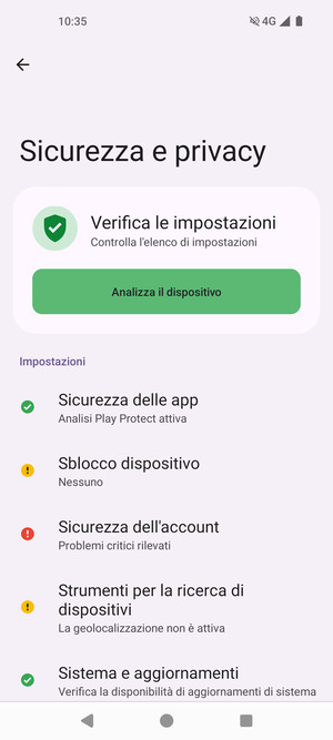 Per attivare il blocco dello schermo, vai al menu Sicurezza e privacy e seleziona Sblocco dispositivo