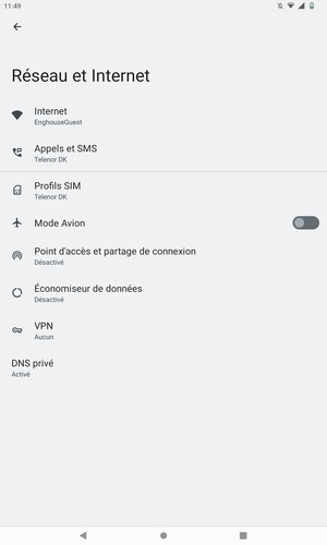 Sélectionnez Profils SIM