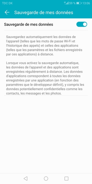 Sélectionnez le bouton Retour
