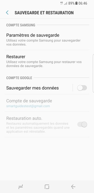 Activer le Sauvegarder mes données