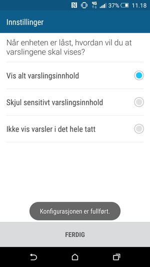 Velg FERDIG