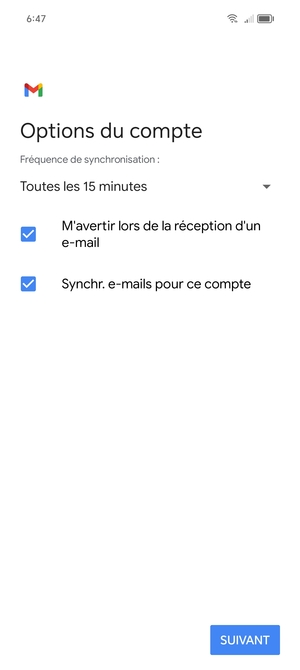 Sélectionnez SUIVANT