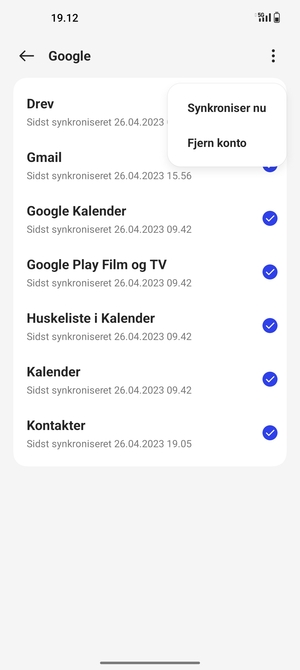 Vælg Synkroniser nu