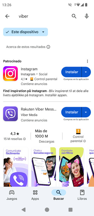 Seleccione la aplicación