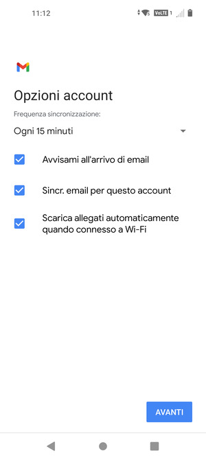 Seleziona AVANTI