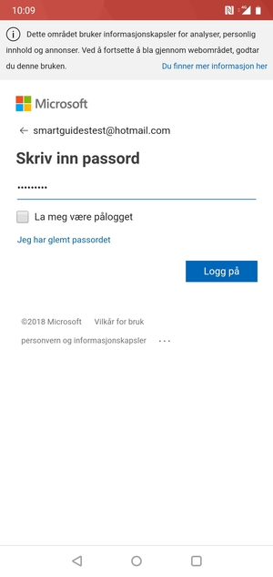 Skriv inn passord og velg Log på