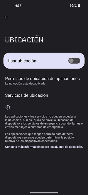 Desactive Usar ubicación