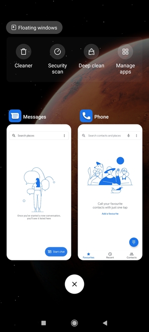 Select the Delete icon to close all running apps