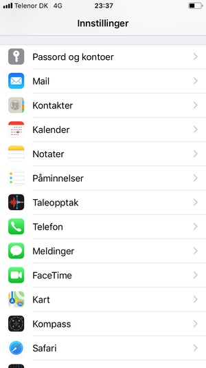Bla til og velg Passord og kontoer