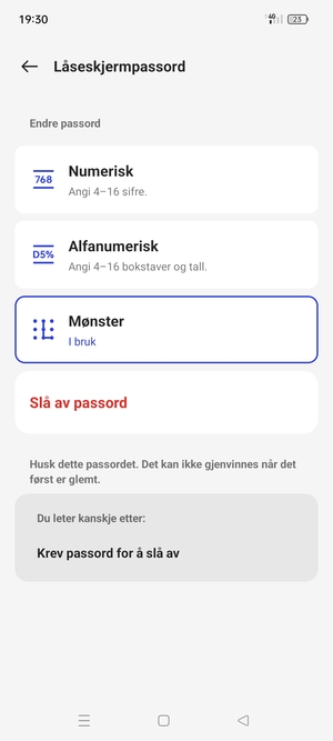 Telefonen din er nå sikret med en skjermlås